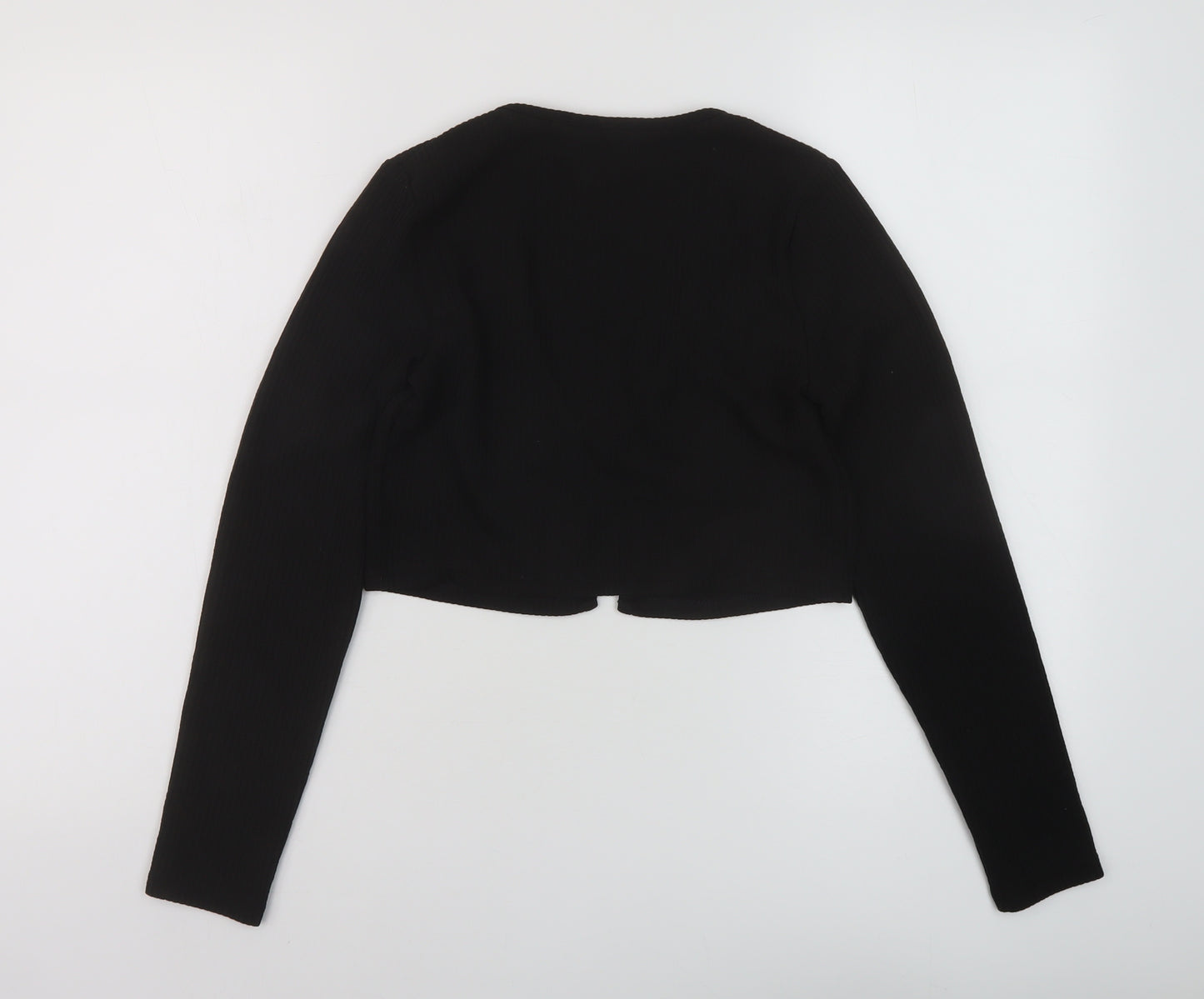 H&M Womens Black Polyester Wrap Blouse Size S Round Neck