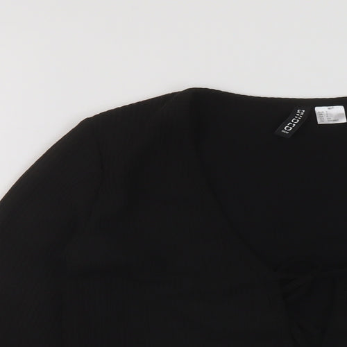 H&M Womens Black Polyester Wrap Blouse Size S Round Neck