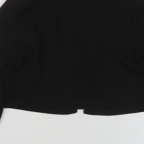 H&M Womens Black Polyester Wrap Blouse Size S Round Neck