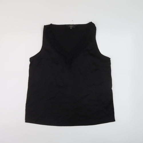 Lipsy Womens Black Polyester Basic Tank Size 14 V-Neck