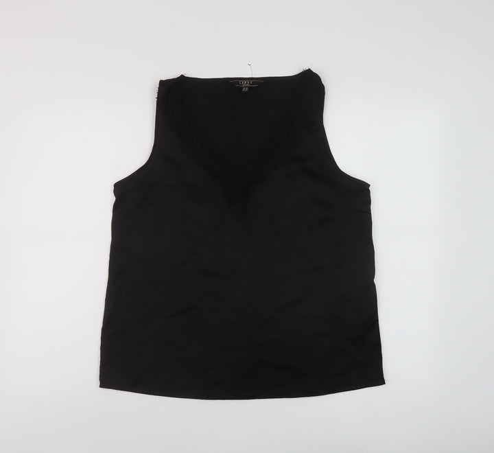 Lipsy Womens Black Polyester Basic Tank Size 14 V-Neck