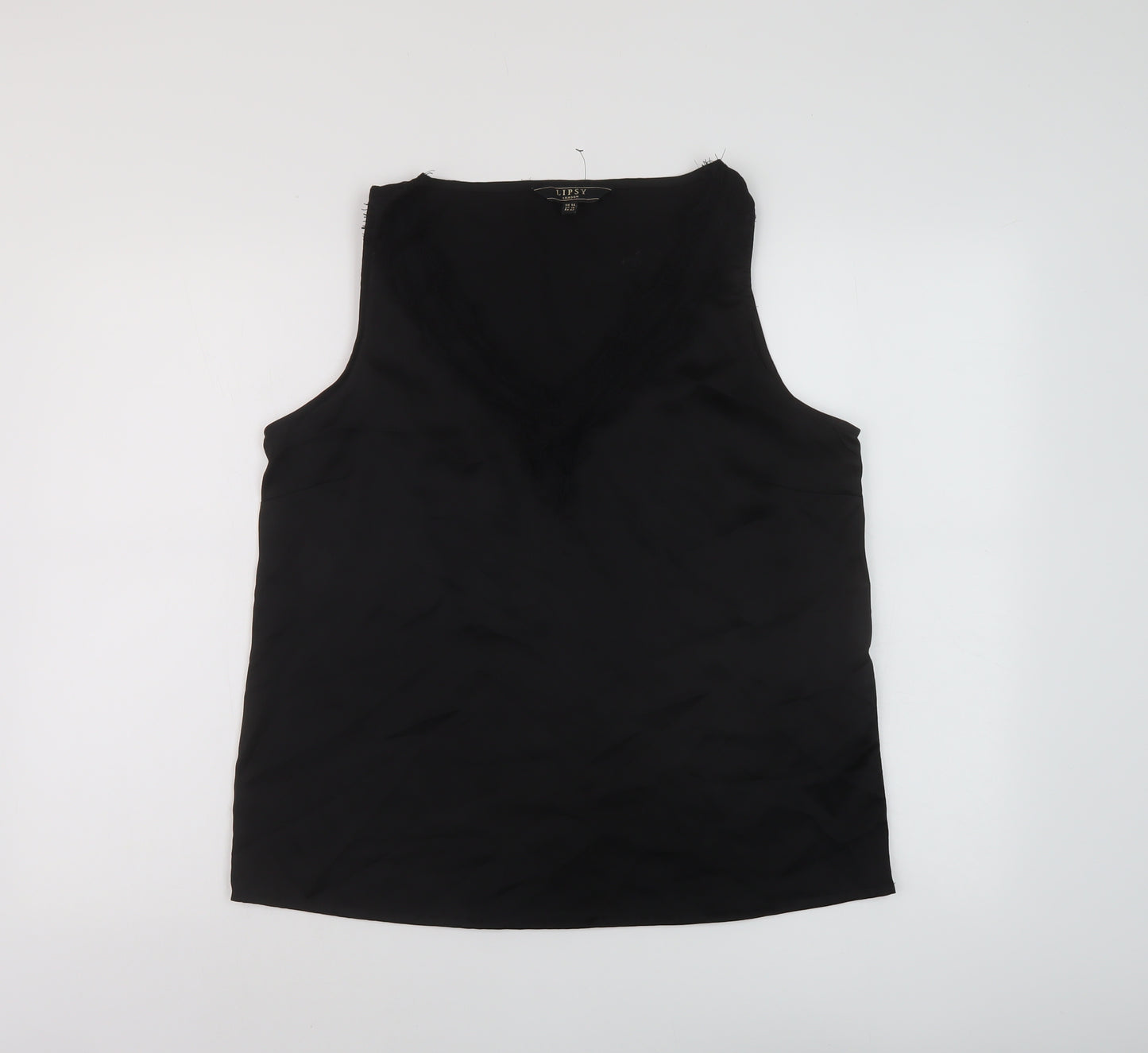 Lipsy Womens Black Polyester Basic Tank Size 14 V-Neck