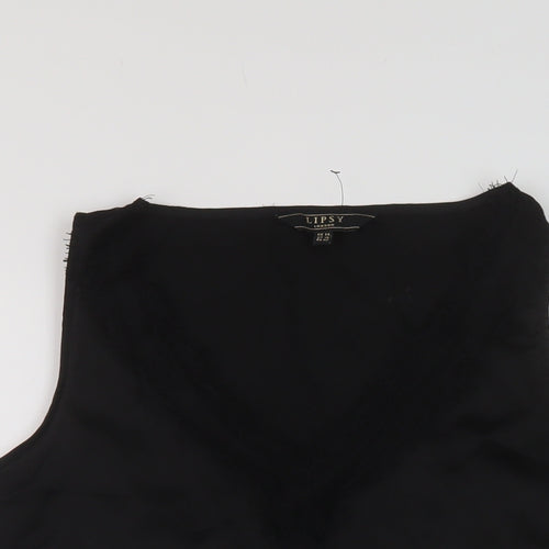 Lipsy Womens Black Polyester Basic Tank Size 14 V-Neck