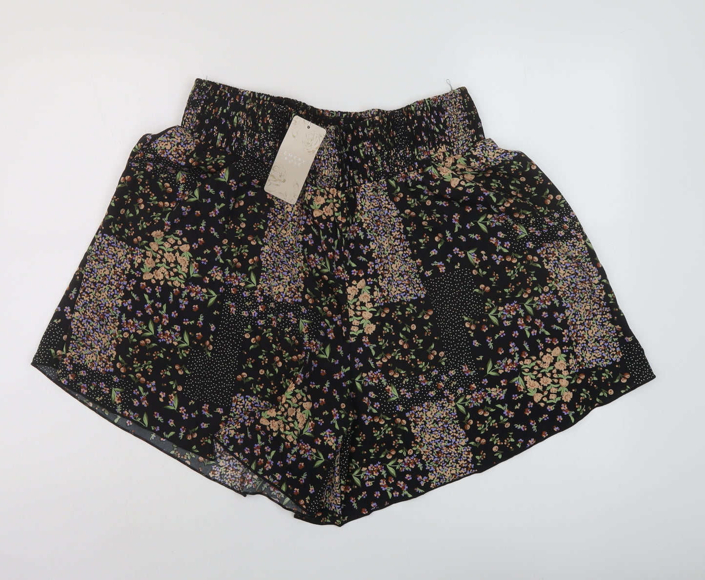 Emery Rose Womens Beige Floral Polyester Basic Shorts Size XL L6 in Regular Pull On