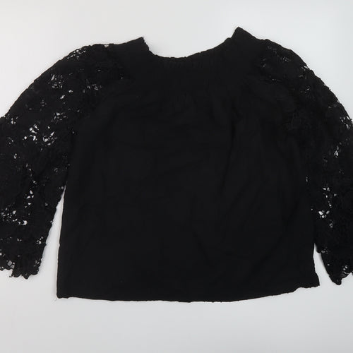 Care You Womens Black Cotton Basic Blouse Size S Square Neck