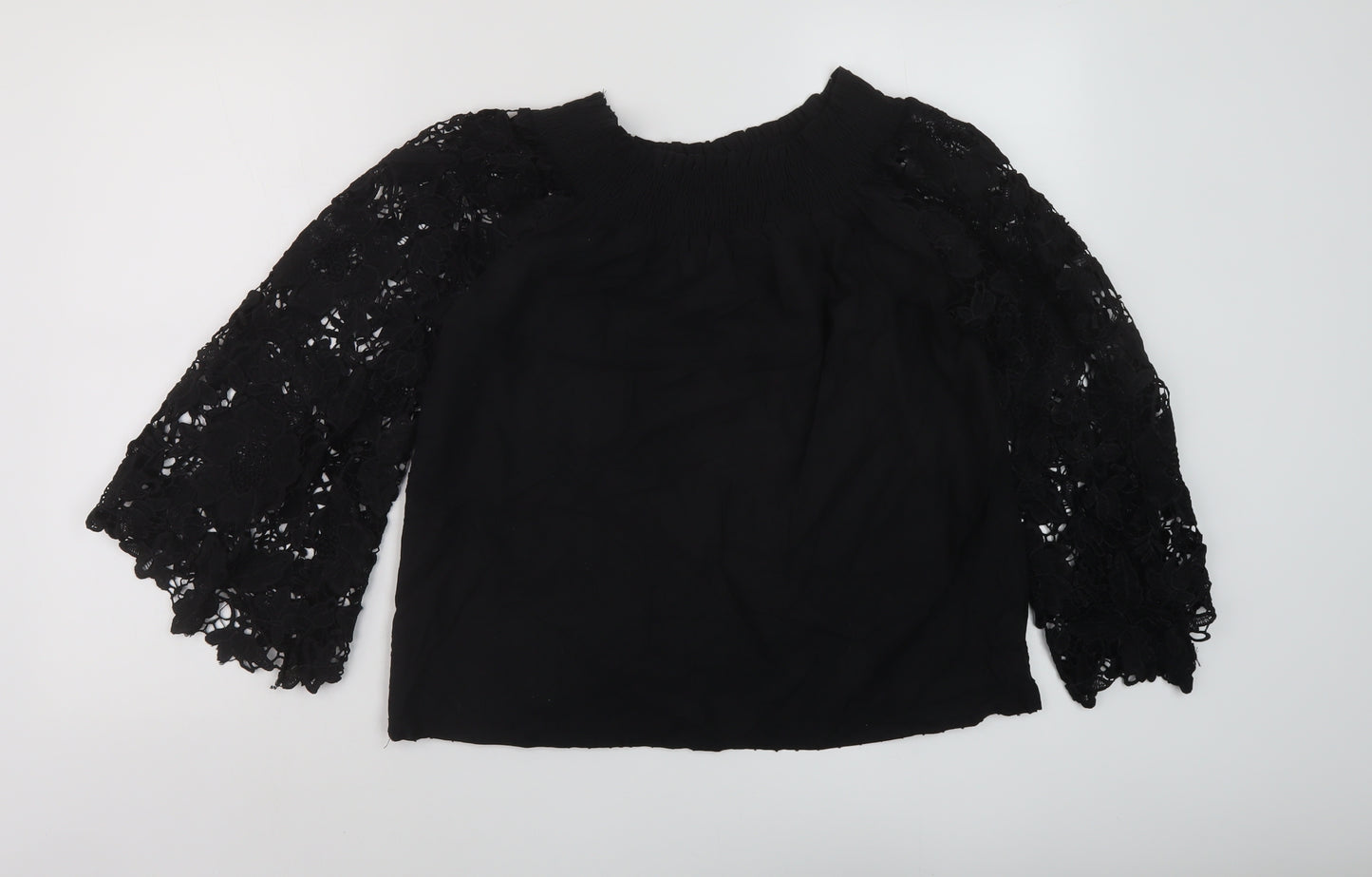 Care You Womens Black Cotton Basic Blouse Size S Square Neck