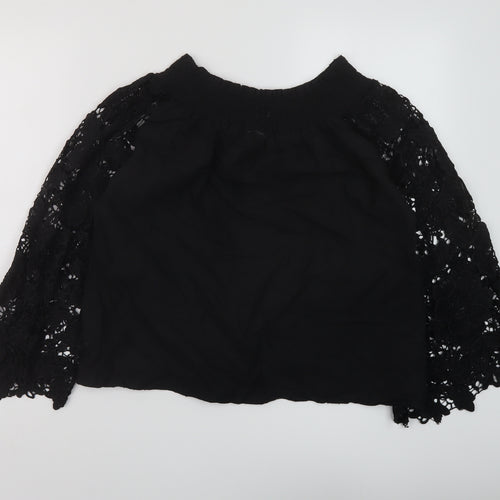 Care You Womens Black Cotton Basic Blouse Size S Square Neck
