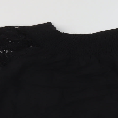 Care You Womens Black Cotton Basic Blouse Size S Square Neck