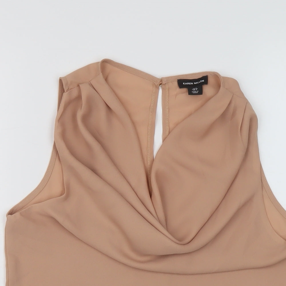 Karen Millen Womens Pink Polyester Basic Tank Size 8 Collared