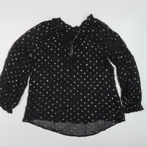Velvet Womens Black Polka Dot Viscose Basic Blouse Size S Mock Neck