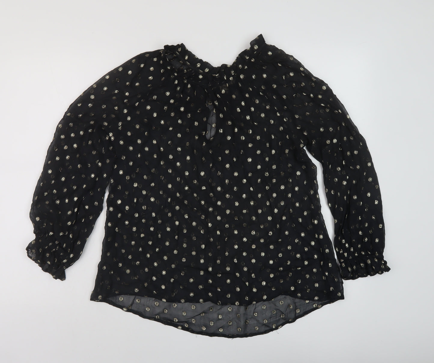Velvet Womens Black Polka Dot Viscose Basic Blouse Size S Mock Neck