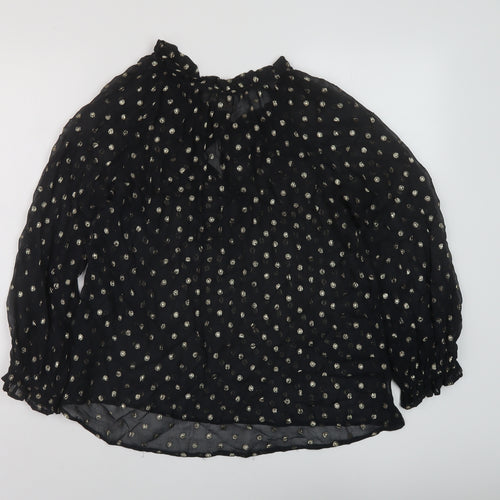 Velvet Womens Black Polka Dot Viscose Basic Blouse Size S Mock Neck