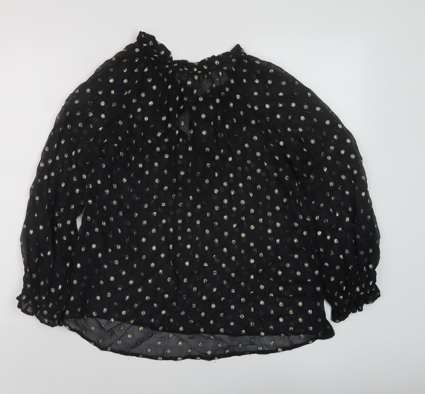 Velvet Womens Black Polka Dot Viscose Basic Blouse Size S Mock Neck