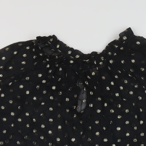 Velvet Womens Black Polka Dot Viscose Basic Blouse Size S Mock Neck