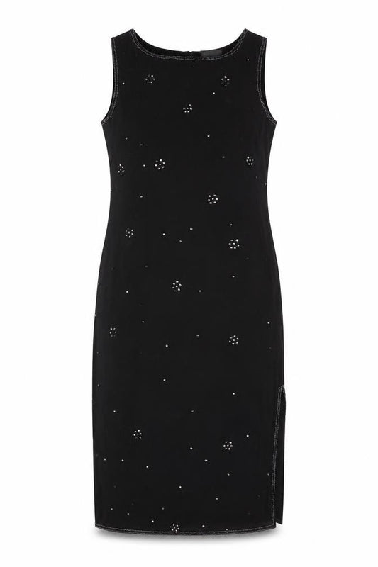 Front view of Roman women’s black polyester a-line, size UK 14, round neck zip