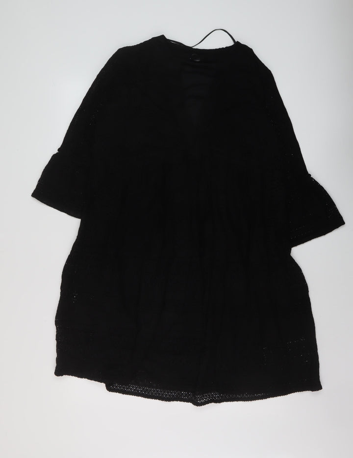 VERO MODA Womens Black Polyester A-Line Size M V-Neck Pullover