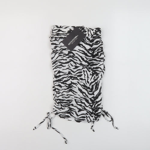 PRETTYLITTLETHING Womens Black Animal Print Polyester Mini Skirt Size 4