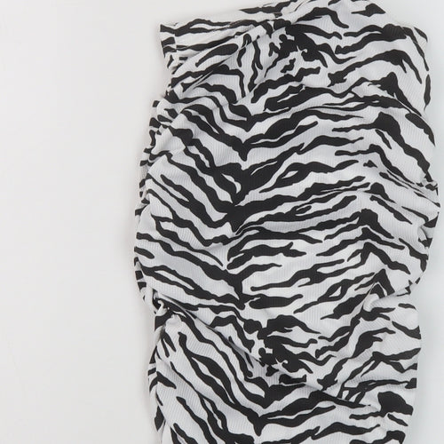 PRETTYLITTLETHING Womens Black Animal Print Polyester Mini Skirt Size 4