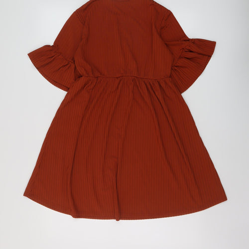 Boohoo Womens Brown Polyester A-Line Size 10 Round Neck Pullover