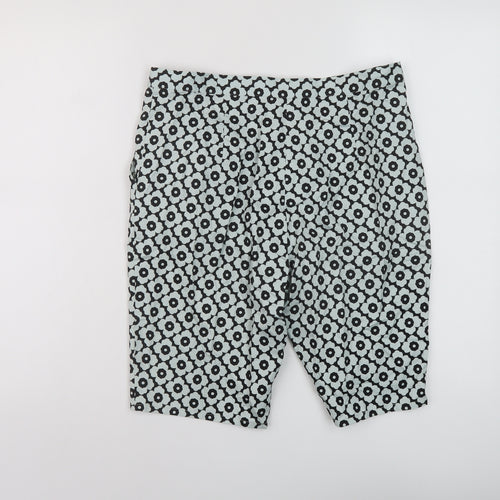 ASOS Womens Green Geometric Cotton Bermuda Shorts Size 10 L11 in Regular Hook & Eye