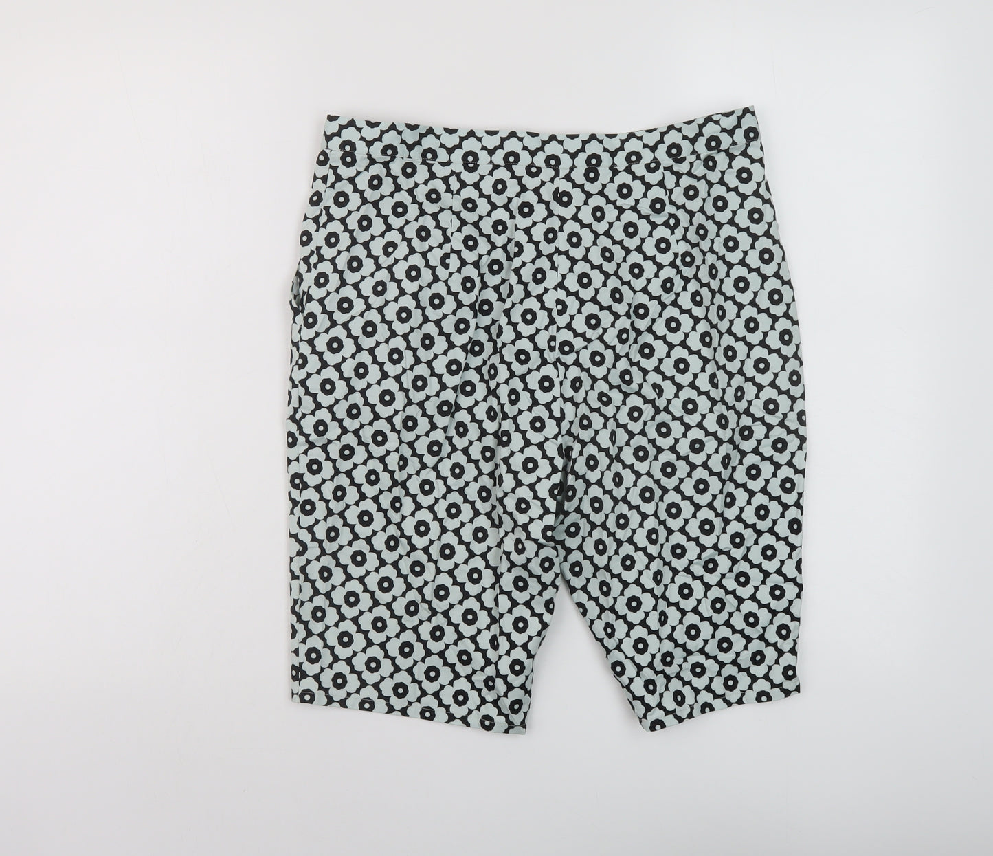 ASOS Womens Green Geometric Cotton Bermuda Shorts Size 10 L11 in Regular Hook & Eye