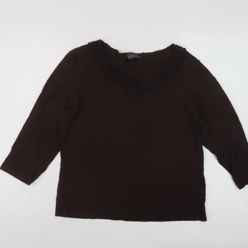 Alex & Co Womens Brown Viscose Basic Blouse Size 18 Round Neck