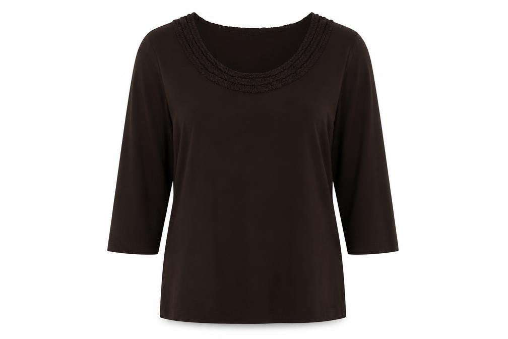 Alex & Co Womens Brown Viscose Basic Blouse Size 18 Round Neck