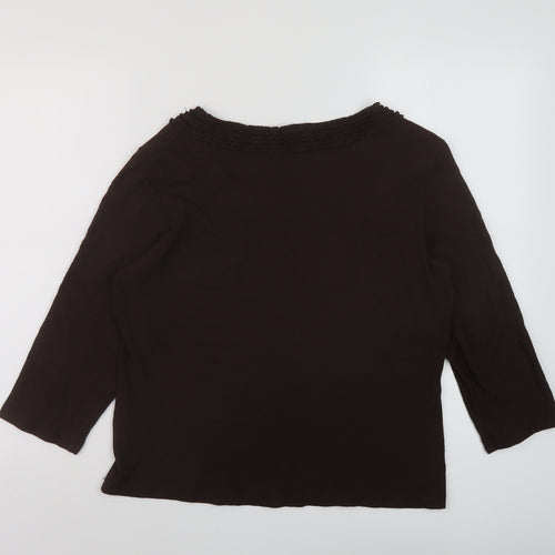 Alex & Co Womens Brown Viscose Basic Blouse Size 18 Round Neck