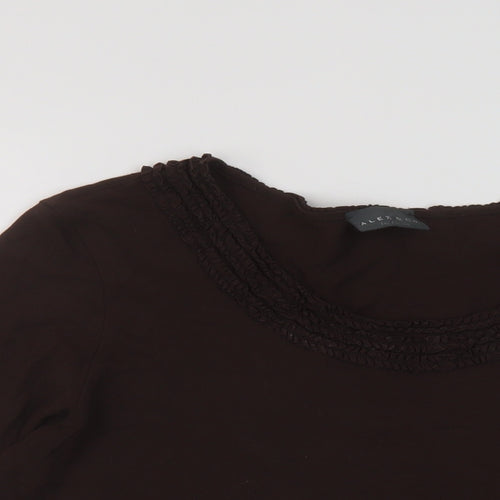 Alex & Co Womens Brown Viscose Basic Blouse Size 18 Round Neck