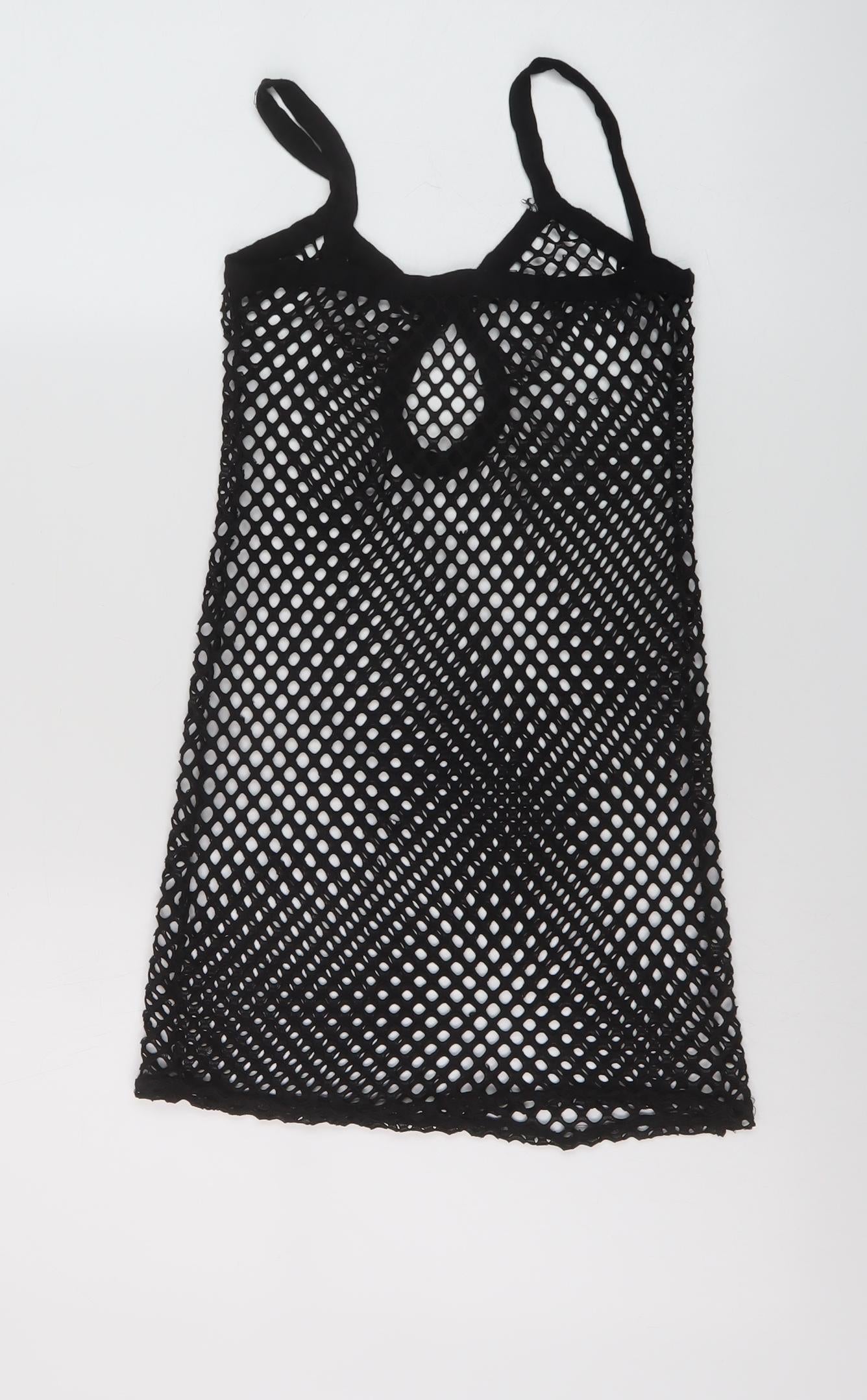 PRETTYLITTLETHING Womens Black Polyester Basic Tank Size 6 V-Neck