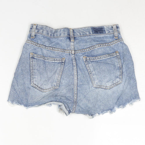 Baby Powder Womens Blue Cotton Cut-Off Shorts Size L Regular Zip