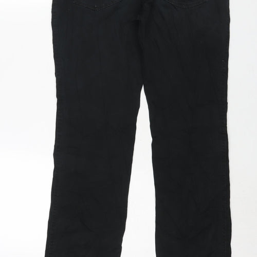 Miss Selfridge Womens Black Cotton Straight Jeans Size 12 L32 in Regular Zip
