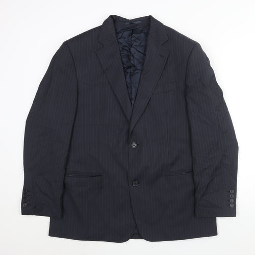 Lanificio Cerruti Mens Blue Striped Wool Jacket Suit Jacket Size 40 Regular