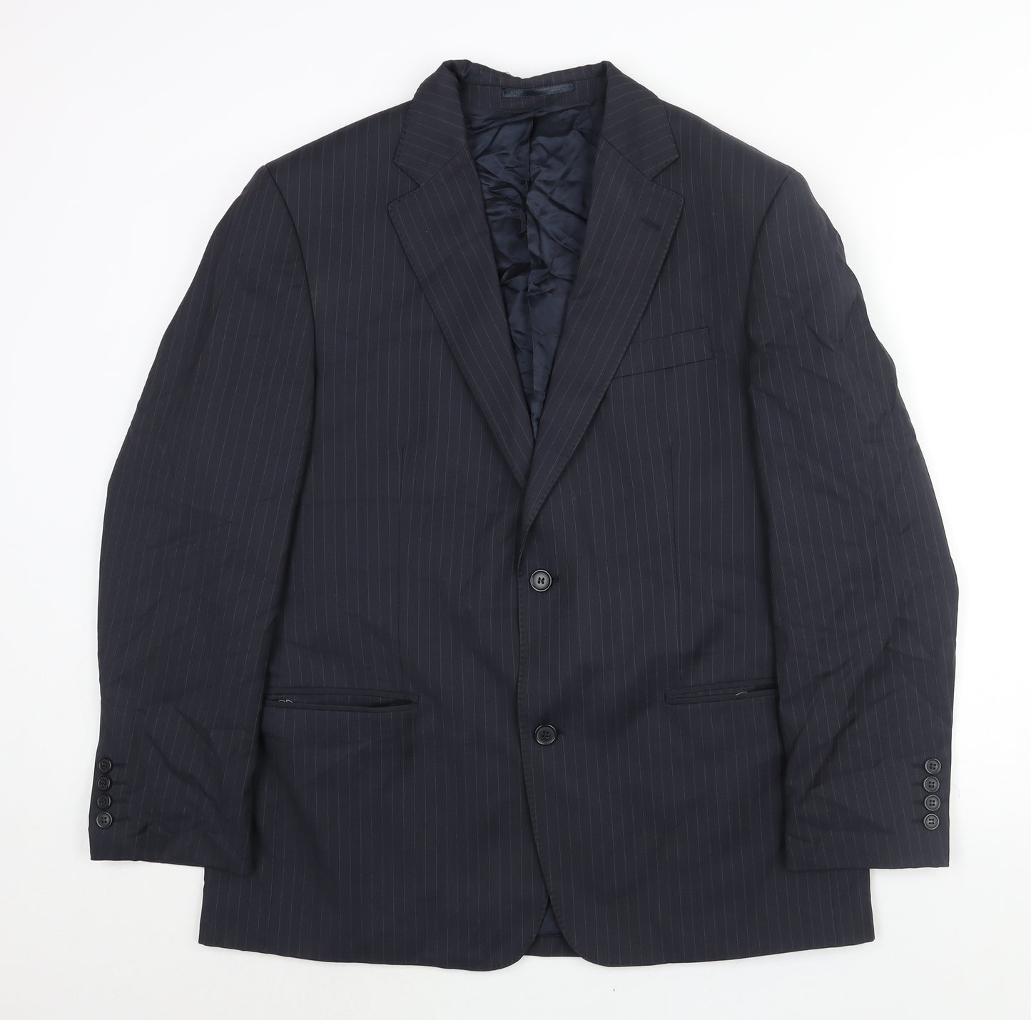 Lanificio Cerruti Mens Blue Striped Wool Jacket Suit Jacket Size 40 Regular