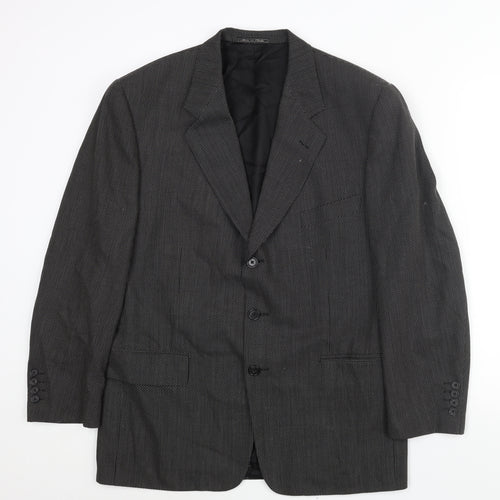 Corneliani Mens Black Geometric Wool Jacket Suit Jacket Size 40 Regular