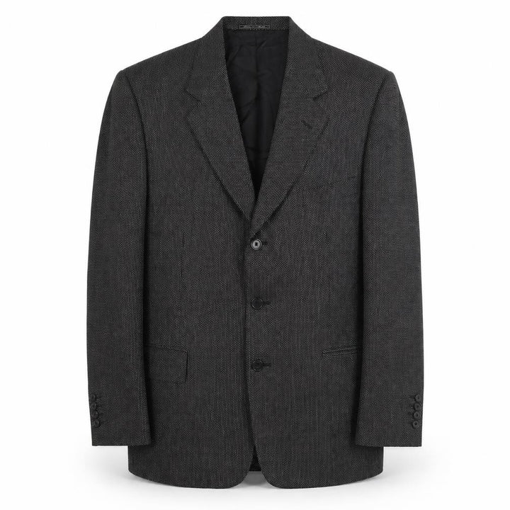 Corneliani Mens Black Geometric Wool Jacket Suit Jacket Size 40 Regular