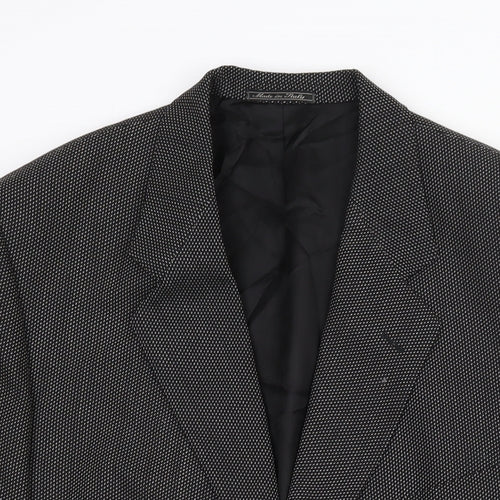 Corneliani Mens Black Geometric Wool Jacket Suit Jacket Size 40 Regular
