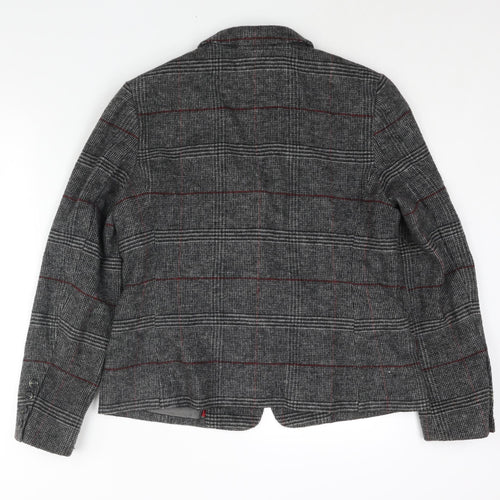 Autograph Womens Grey Check Jacket Blazer Size 14 Button