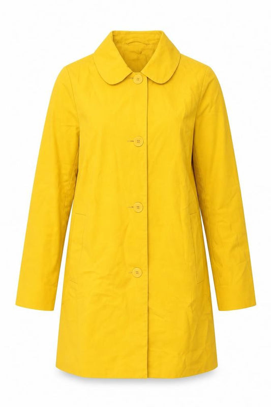 Front view of COS women’s yellow jacket, size UK 8, button