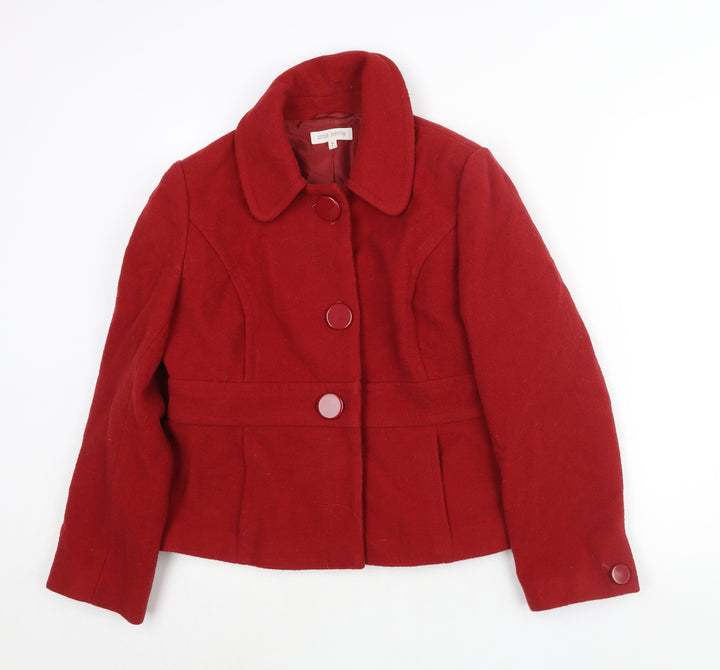 Marks and Spencer Womens Red Pea Coat Coat Size 14 Button