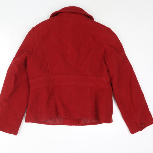Marks and Spencer Womens Red Pea Coat Coat Size 14 Button
