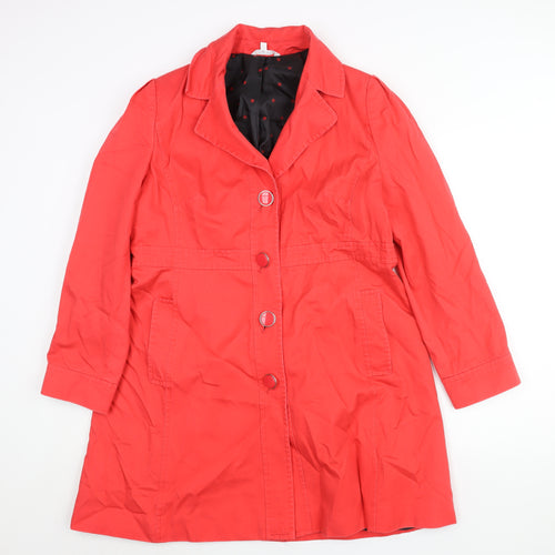 Marks and Spencer Womens Red Trench Coat Coat Size 16 Button