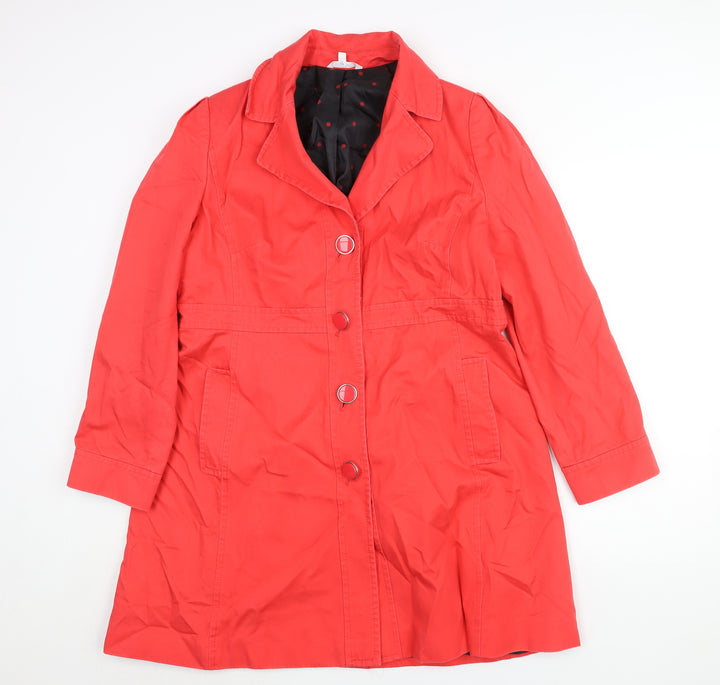 Marks and Spencer Womens Red Trench Coat Coat Size 16 Button