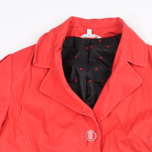 Marks and Spencer Womens Red Trench Coat Coat Size 16 Button