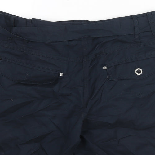Crew Clothing Womens Blue Linen Basic Shorts Size 12 L7 in Regular Zip - Belted