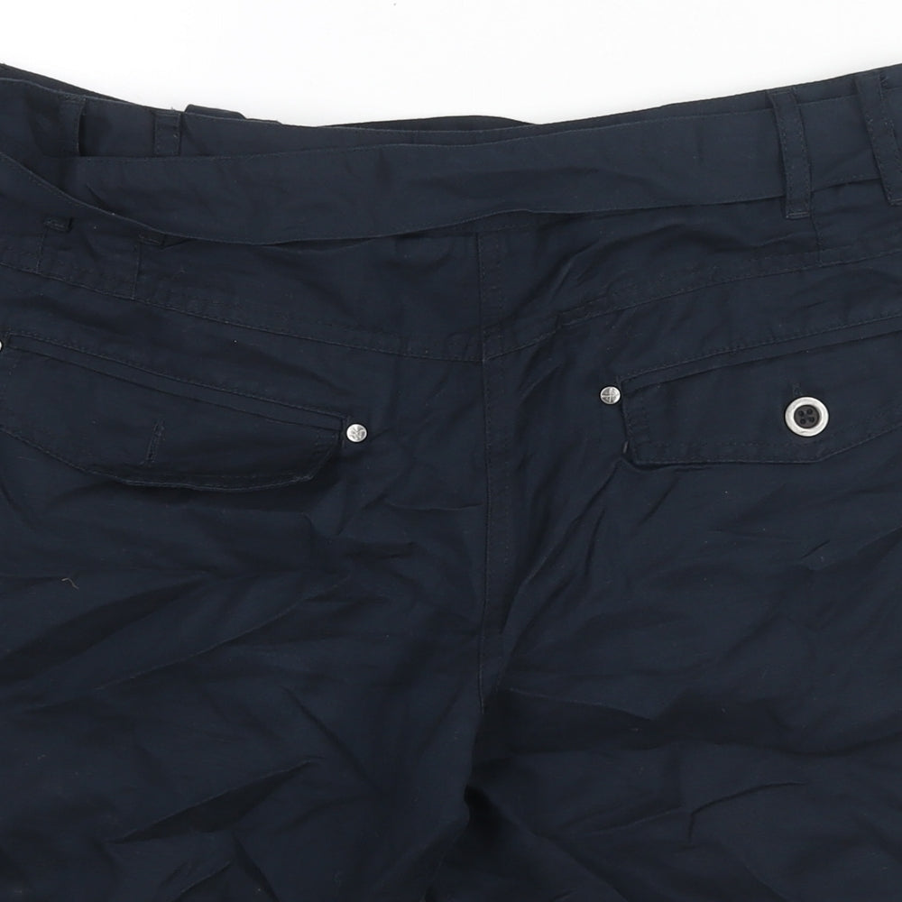 Crew Clothing Womens Blue Linen Basic Shorts Size 12 L7 in Regular Zip - Belted