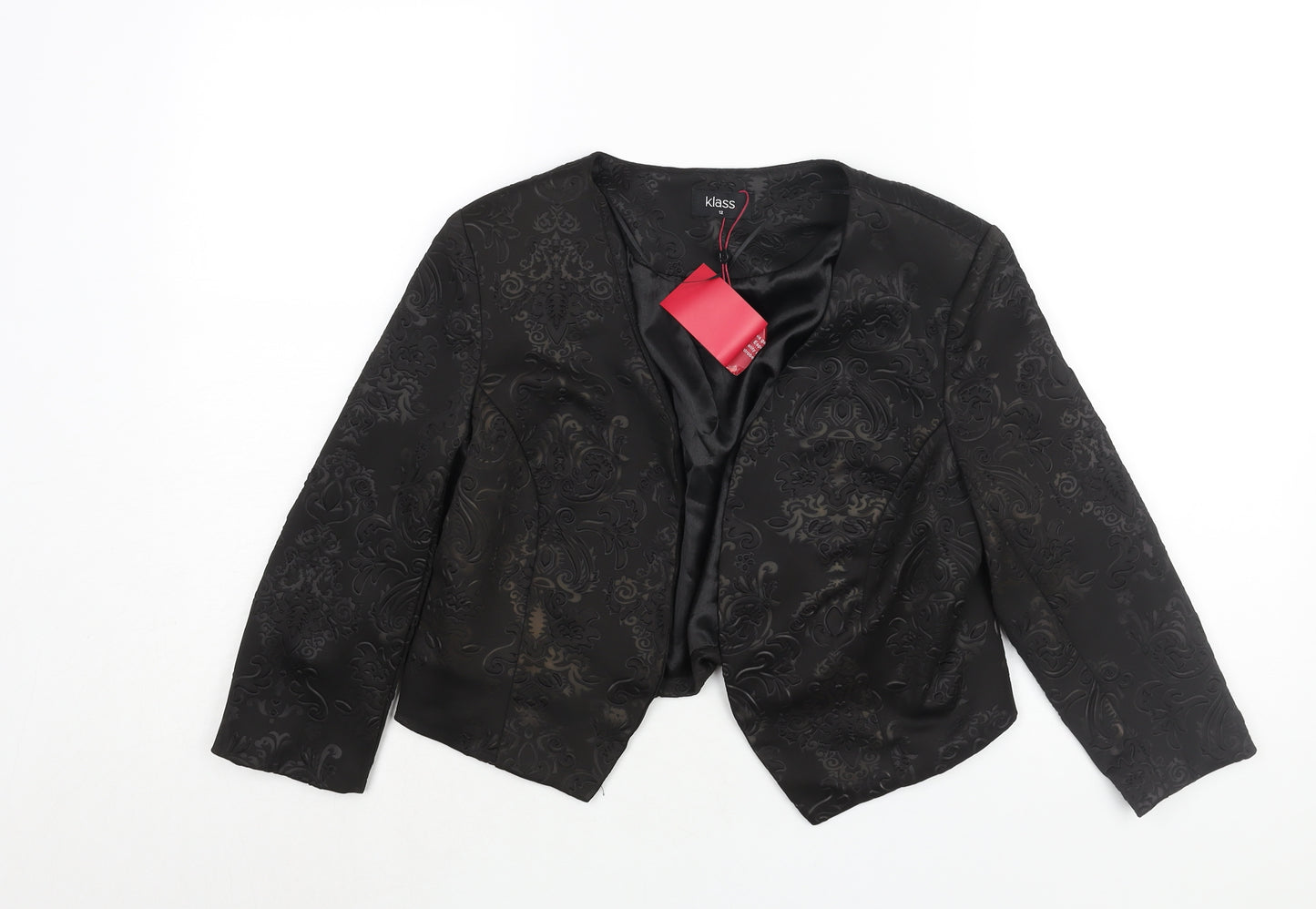 Klass Womens Black Geometric Jacket Size 12