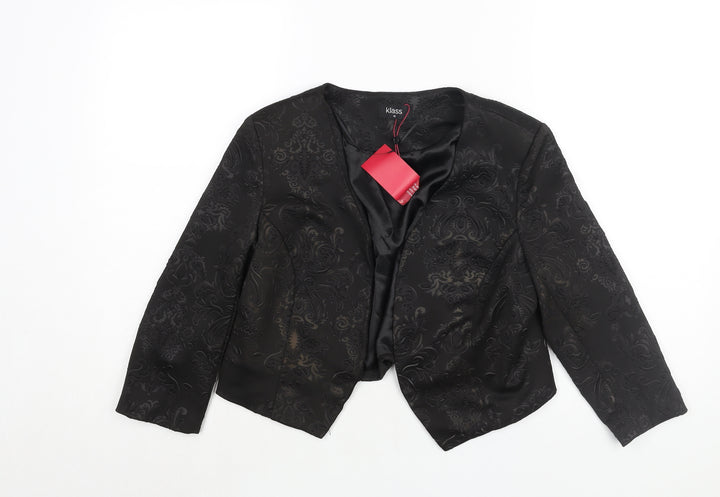 Klass Womens Black Geometric Jacket Size 12
