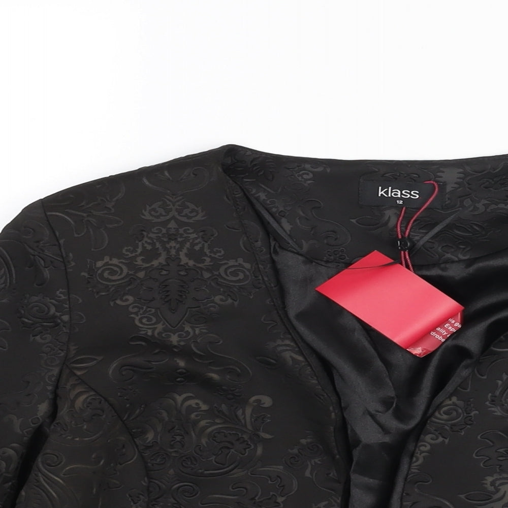 Klass Womens Black Geometric Jacket Size 12