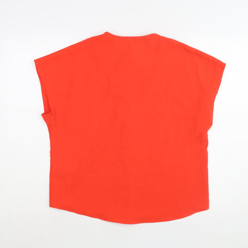 Marks and Spencer Womens Red Polyester Basic Blouse Size 10 Round Neck - Keyhole Neck